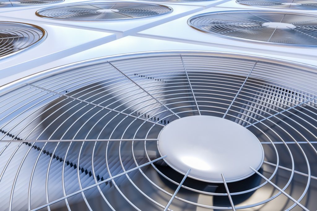 Closeup view of commercial HVAC system