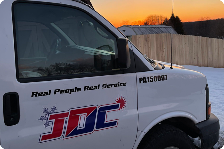 JDC Heating & Cooling van on emergency HVAC service call